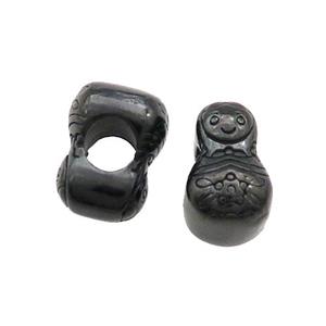 Stainless Steel NestingDoll Beads Large Hole Black Plated, approx 8-13mm, 5mm hole