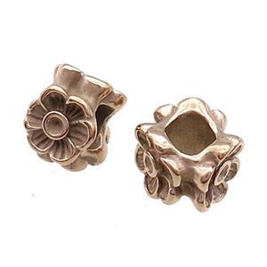 Stainless Steel Flower Beads Large Hole Rose Gold, approx 10mm, 5mm hole