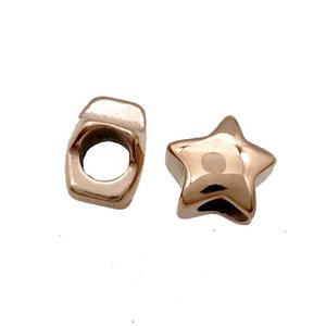 Stainless Steel Star Beads Rose Gold, approx 11mm, 5mm hole