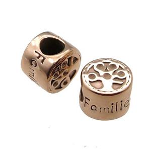 Stainless Steel Coin Button Beads Rose Gold, approx 9-11mm, 5mm hole