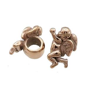 Stainless Steel Angel Charm Beads Rose Gold, approx 10-15.5mm, 5mm hole
