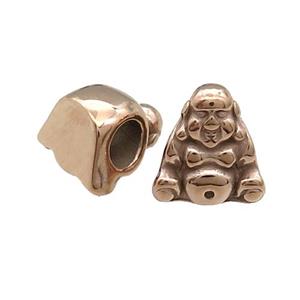 Stainless Steel Buddha Beads Large Hole Rose Gold, approx 11-12mm, 5mm hole