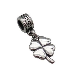 Stainless Steel Clover Pendant Antique Silver, approx 11-16mm, 8mm, 5mm hole