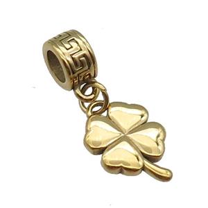 Stainless Steel Clover Pendant Gold Plated, approx 11-16mm, 8mm, 5mm hole