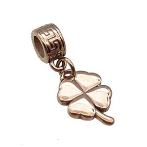 Stainless Steel Clover Pendant Rose Gold, approx 11-16mm, 8mm, 5mm hole