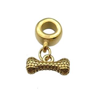 Stainless Steel DogBone Pendant Gold Plated, approx 6-14mm, 9mm, 5mm hole