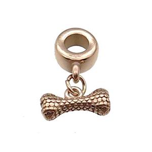 Stainless Steel DogBone Pendant Rose Gold, approx 6-14mm, 9mm, 5mm hole