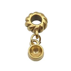 Stainless Steel Pendant Gold Plated, approx 6.5mm, 9mm, 5mm hole