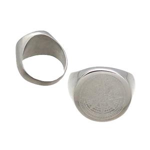 Raw Stainless Steel Ring Compass, approx 18mm