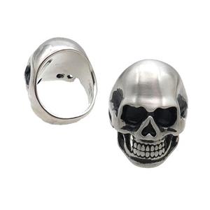 Stainless Steel Skull Ring Antique Silver, approx 22-30mm