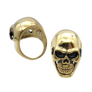 Stainless Steel Ring Skull Antique Gold, approx 28-40mm