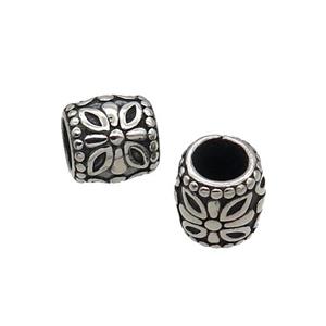 Stainless Steel Tube Beads Large Hole Antique Silver, approx 9.5mm, 5mm hole