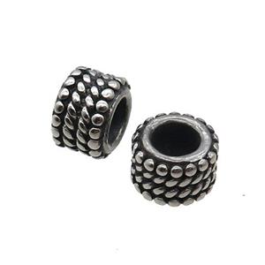 Stainless Steel Tube Beads Large Hole Antique Silver, approx 7-9mm, 5mm hole
