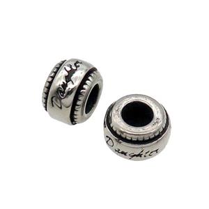 Stainless Steel Rondelle Beads Large Hole Antique Silver, approx 7-11mm, 5mm hole