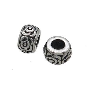 Stainless Steel Rondelle Beads Spacer Large Hole Antique Silver, approx 7.5-11.5mm, 5mm hole