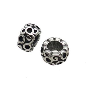Stainless Steel Rondelle Beads Large Hole Antique Silver, approx 8.5-15mm, 8mm hole