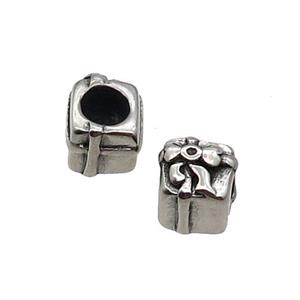Stainless Steel Beads Gift Box Large Hole Antique Silver, approx 9-10mm, 5mm hole