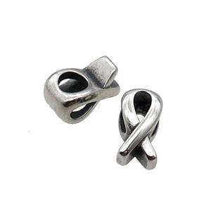 Stainless Steel Beads Cancer Ribbon Large Hole Antique Silver, approx 8-15mm, 5mm hole
