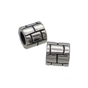 Stainless Steel Tube Beads Large Hole Antique Silver, approx 9mm, 5mm hole