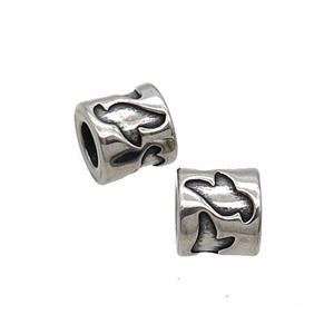 Stainless Steel Beads Tube Large Hole Antique Silver, approx 10-10.5mm, 5mm hole