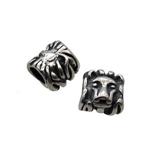 Stainless Steel Lion Beads Large Hole Antique Silver, approx 10-11.5mm, 5mm hole