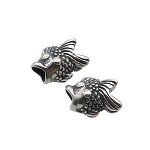 Stainless Steel Goldfish Beads Large Hole Antique Silver, approx 11-14mm, 5mm hole