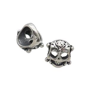 Stainless Steel Skull Beads Halloween Large Hole Antique Silver, approx 12mm, 8mm hole