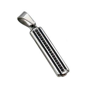 Stainless Steel Stick Pendant Antique Silver, approx 6-30mm