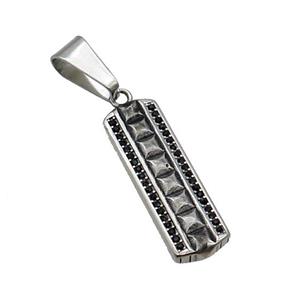 Stainless Steel Stick Pendant Antique Silver, approx 10-30mm