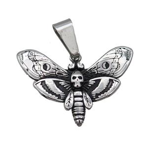 Stainless Steel Butterfly Pendant Antique Silver, approx 25-38mm