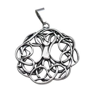 Stainless Steel Pendant Antique Silver, approx 45mm