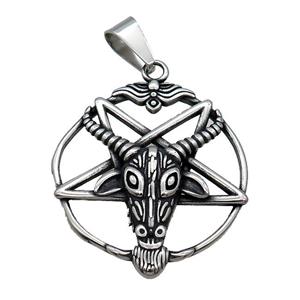 Stainless Steel Bullhead Pendant Antique Silver, approx 40mm