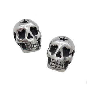 Stainless Steel Skull Beads Paracord Antique Silver, approx 10-14mm