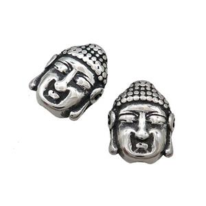 Stainless Steel Buddha Beads Antique Silver, approx 11-14mm