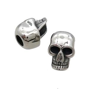 Stainless Steel Skull Beads Large Hole Antique Silver, approx 11-16.5mm, 5mm hole