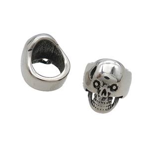 Stainless Steel Skull Beads Large Hole Antique Silver, approx 12mm, 8mm hole