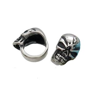 Stainless Steel Skull Beads Large Hole Antique Silver, approx 8-12mm, 8mm hole