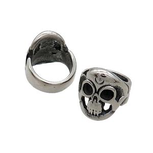 Stainless Steel Skull Beads Large Hole Antique Silver, approx 11mm, 8mm hole