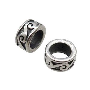 Stainless Steel Rondelle Beads Large Hole Antique Silver, approx 13mm, 8mm hole