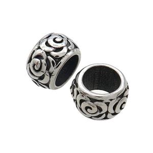 Stainless Steel Rondelle Beads Large Hole Antique Silver, approx 13mm, 8mm hole