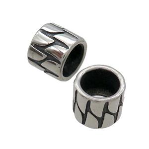 Stainless Steel Tube Beads Large Hole Antique Silver, approx 11.5mm, 8mm hole
