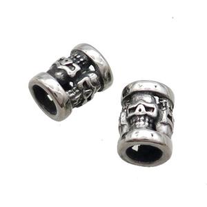 Stainless Steel Tube Beads Large Hole Antique Silver, approx 10-13mm, 6mm hole