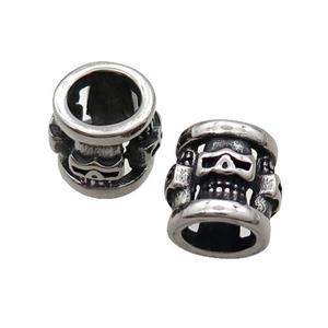 Stainless Steel Tube Beads Large Hole Antique Silver, approx 13-14mm, 8mm hole
