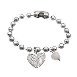 Raw Stainless Steel Bracelet Heart, approx 18mm, 6mm, 18cm length