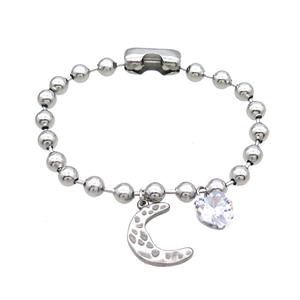 Raw Stainless Steel Bracelet Moon, approx 10mm, 20mm, 6mm, 18cm length