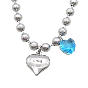 Raw Stainless Steel Necklace Heart Love, approx 10mm, 15mm, 6mm, 45cm length