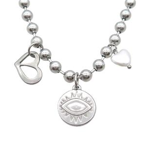 Raw Stainless Steel Necklace Eye, approx 12-18mm, 18mm, 6mm, 45cm length
