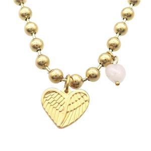 Stainless Steel necklace, gold plated, approx 18mm, 6mm, 45cm length