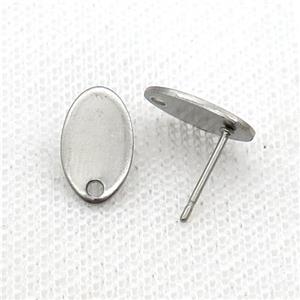 Raw Stainless Steel Stud Earring Oval, approx 8-12mm