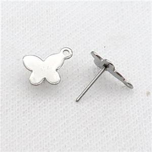 Raw Stainless Steel Stud Earring Butterfly, approx 8-10mm